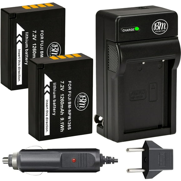 BM Premium 2 High Capacity NP-W126S Batteries and Charger for Fujifilm X-100F X-100V X100 VI X-S10 X-T100 XT-200 X-A7 X-H1 X-T10 X-T20 X-T30 X-Pro1 X-Pro3 X-A3 X-A5 X-A10 X-E2 X-E2S X-E3 X-T3 Camera
