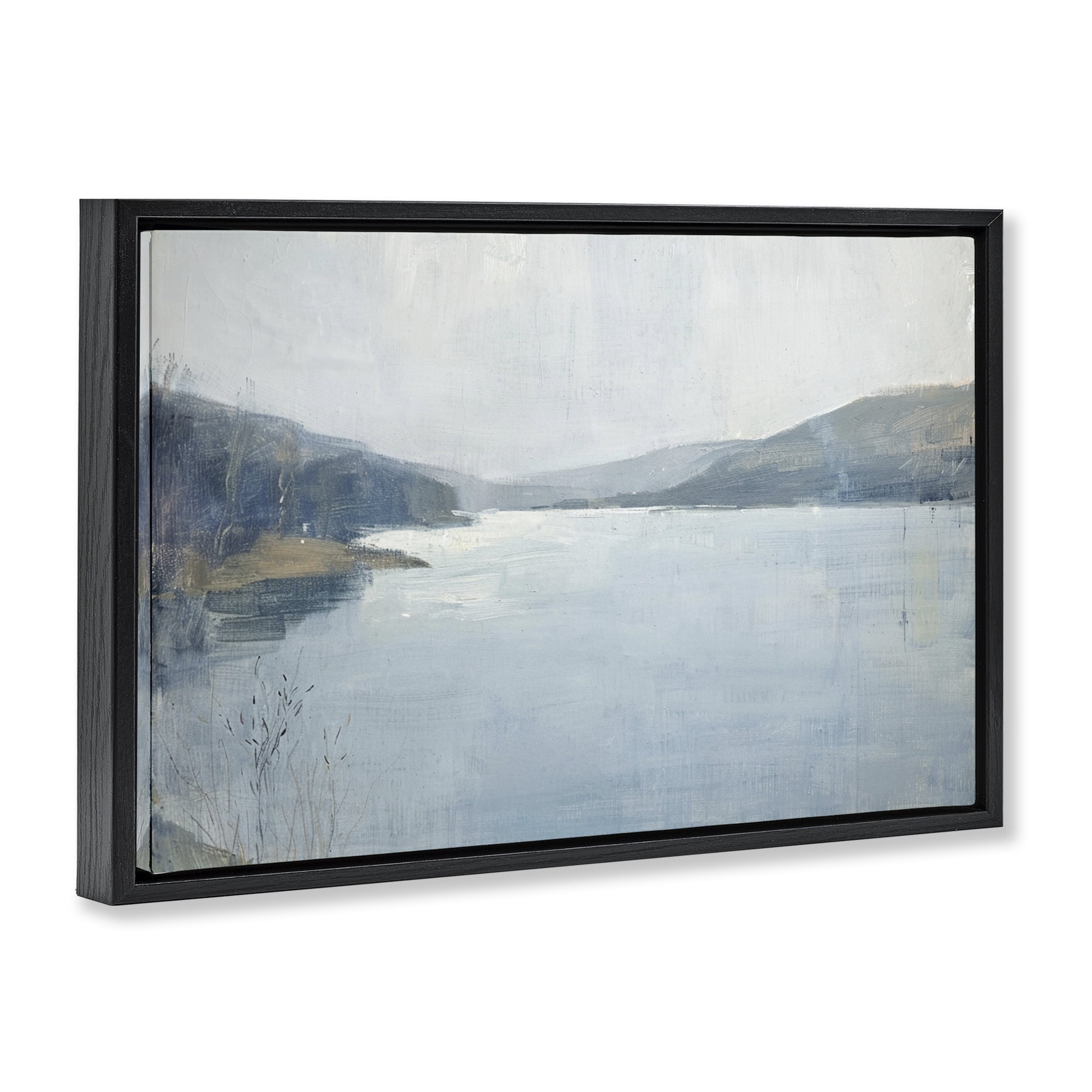 Stupell Industries Faded Distant Mountains Landscape & Nature Painting Black Floater Framed Canvas Art Print Wall Art, 25 x 17