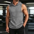 thumbnail image 2 of GrmtClth Mens Hooded Sleeveless Tank Top Casual Gym Workout Shirt with Hood & Kangaroo Pocket Lightweight Breathable Fitness Tops Gray 2XL, 2 of 7