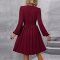 thumbnail image 3 of Swiss Dot Dress for Women 2025 Fall V Neck Long Sleeve Smocked Mini Dresses Boho Casual Fashion Wedding Guest Dress, 3 of 7