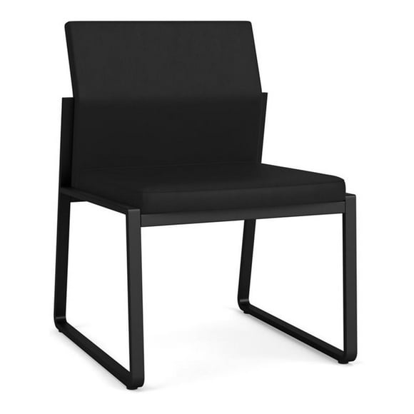 Fauteuil d'Appoint Sans Accoudoirs pour Réception et Salle d'Attente Gansett / Acier Noir / Noir