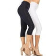 thumbnail image 2 of 2 Pack Women's High Waisted Capri Jegging Stretch Knit Denim Capris Size S -3XL Inseam 19", 2 of 6