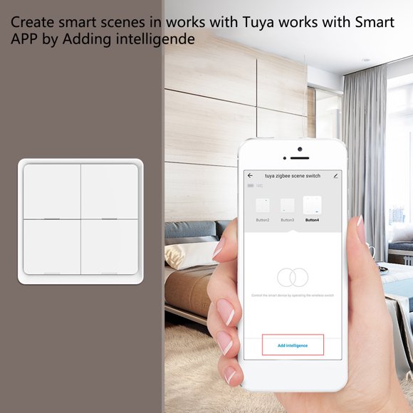 Neinkie Smart Scene Switch Low Power Consumption ABS Home Automation Scenario Wireless Switch Household Supplies