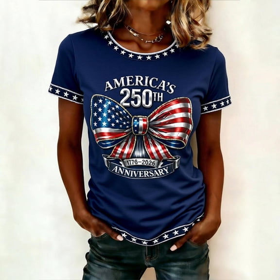 MAIHAN 250th Anniversary Usa Shirt Patriotic Shirt 4th Of July Tee Tops 250 Years Independence Tee Short Sleeve Spring Summer Tops Funny Tshirts Shirts for Women