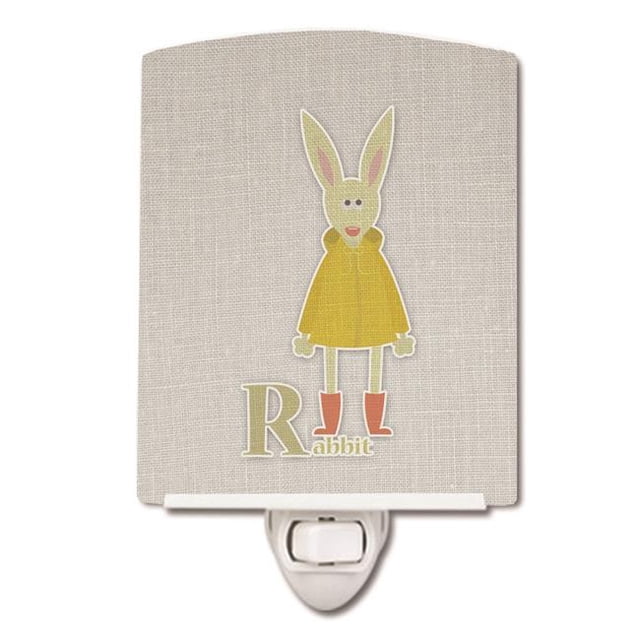 Carolines Treasures BB5743CNL Alphabet R for Rabbit Ceramic Night Light