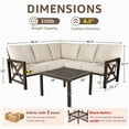 thumbnail image 2 of NATURAL EXPRESSIONS 6 Pieces Patio Furniture Sets, Metal Outdoor Sectional Furniture L Shape Patio Conversation Sets,Highback Frame,Metal Table,Large Waterproof Cover, 6.5" Olefin Cushions, 2 of 8