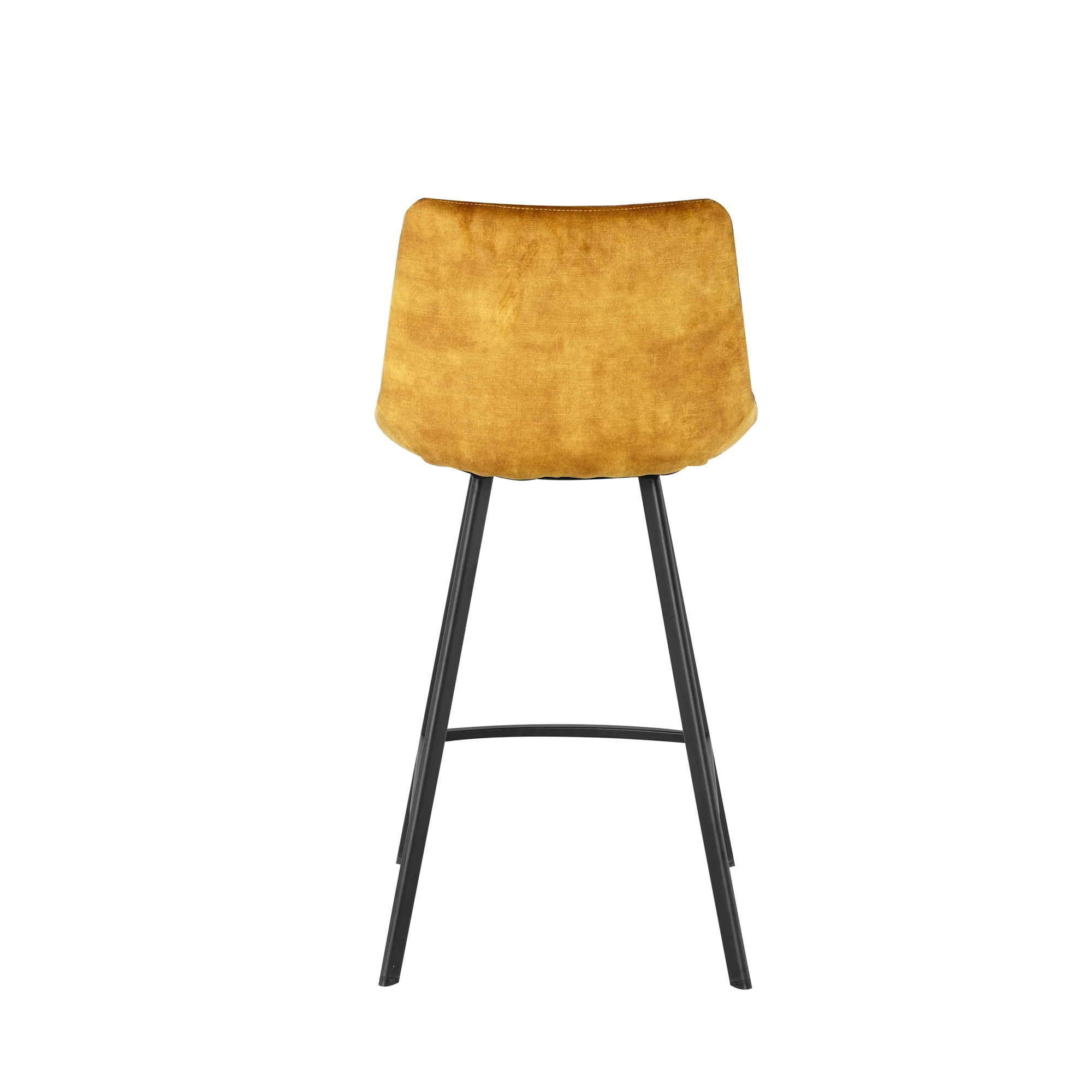 Kepooman 2 Pcs Leisure Barstool with Metal Legs, Modern Nordic Counter Height Bar Chair, Dark Yellow