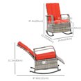 thumbnail image 3 of Outsunny Chaise Berçante en Osier avec Coussin Doux Repose-Pieds Réglable Rouge, 3 of 10