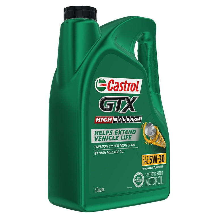 Castrol GTX High Mileage Synthetic Blend Motor Oil 5W-30 5 Quart 15980