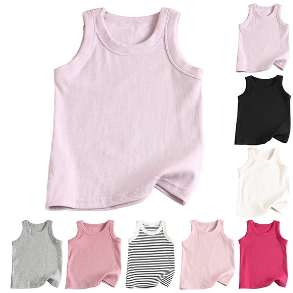 RTKFRFLM Kids Pure Cotton Tank Top Boys Girls Sleeveless Undershirt for Summer Toddler Soft Breathable Base Layer Vest Children's Daily Innerwear Comfortable Pajama Top for Kids