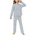thumbnail image 3 of WRKEKC Kids Winter Outfits for Girls Boys 2-14 Years Star Print Long Sleeve Top and Pants Two Piece Cozy Fall Loungewear Set, 3 of 4