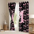 thumbnail image 3 of Manfei Cute Pink Letter M Monogrammed Blackout Curtains Set of 2 (52x84 Each) for Kids Girls,Polka Dots Ribbon Bowtie Window Curtains for Teens,Lightweight Room Decor, 3 of 6
