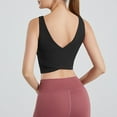 thumbnail image 7 of IWRICH Women's Sports Bras Longline Wirefree V Neck Padded Cropped Tank Tops with High Support Black S, 7 of 7