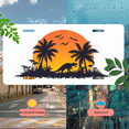 thumbnail image 5 of 1 Pcs License Plate Covers & Frames, Dinosaur Silhouette at Sunset with Palm Trees and Flying Reptiles For Decorative Front, Aluminum License Plate Covers & Frames Cover For Men Women, 12" X 6", 5 of 7