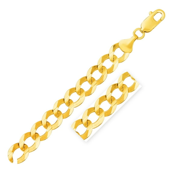 ARAIYA JEWELRY 14K Yellow Gold 12.19 mm Curb Chain 24'' for Women or Men