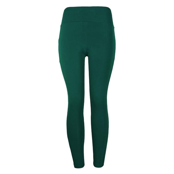 Yoga Pants Workout Running Leggings w/ Pocket Non-See-Through Tights Green  S 
