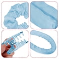 thumbnail image 3 of Rizador de pelo sin calor para rizos largos, de seda, con diadema, pinzas y coletero azul., 3 of 5