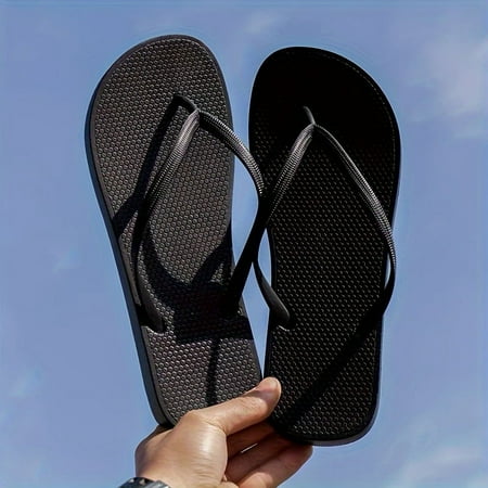 

Solid Color Minimalist Flip Flops Slip On Flat Lightweight Non-slip Outdoor Slides Summer Beach Casual Shoes