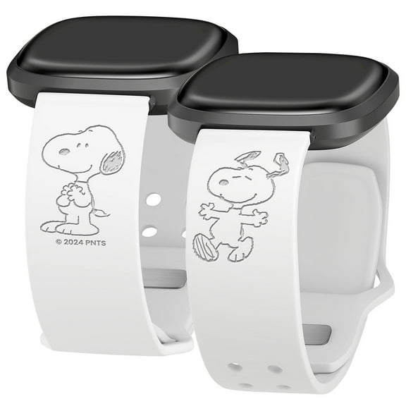 Peanuts Classic Engraved Silicone Watch Band Compatible with FitBit Versa 3 & Sense (20mm Snoopy White) by Affinity Bands