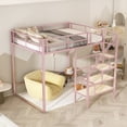 thumbnail image 3 of Cama elevada de hierro forjado, individual, superior, doble capa, pequeño apartamento, loft que ahorra espacio, litera superior e inferior, apartamento alto, 3 of 4