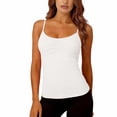 thumbnail image 4 of LIZUOJUN Under $8 Tank Tops for Women Built-in Bra Racerback Slim-Fit Camisole Plus Size Sleeveless Casual Shirts Trendy Workout Tops For Athletic Running Gym Yoga, White, Camisole, XXXL, 4 of 9