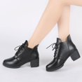 thumbnail image 4 of NECHOLOGY Botas Mujer Adulto Femenino Zapatos Botines mujer Zapatos de mujer Botines gruesos de tacón Botines con cordones para exteriores de moda retro (Black, 7.5), 4 of 5