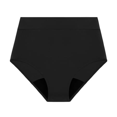 HYSYSB Thong Bathing Suit for Women bikini Bottoms for Women side Tie Bikini Bottom ruched Swim Bottoms menstrual Underwear Basic Full Coverage Mid Waist Bathing Suit Bottom bikini Shorts Black L