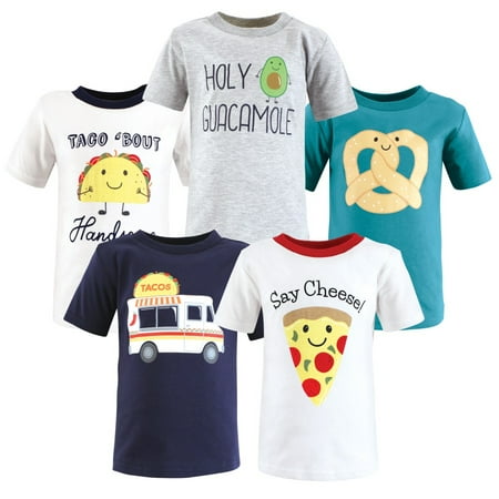

Hudson Baby Infant and Toddler Boy Short Sleeve T-Shirts Fun Food 6-12 Months