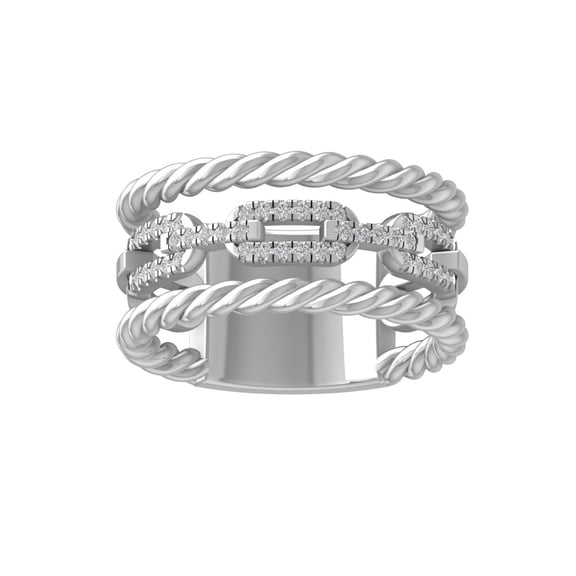 ARAIYA FINE JEWELRY 14K White Gold Round Lab Grown Diamond link Band Ring (1/5 cttw, VS Clarity, D-E Color) Size 6