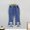 C Blue, variant on NAISIBABY Flare Jeans for Girls, Bow Lace Ruffled Fashion Elastic High Waist Casual Denim Pants Blue 6-7T