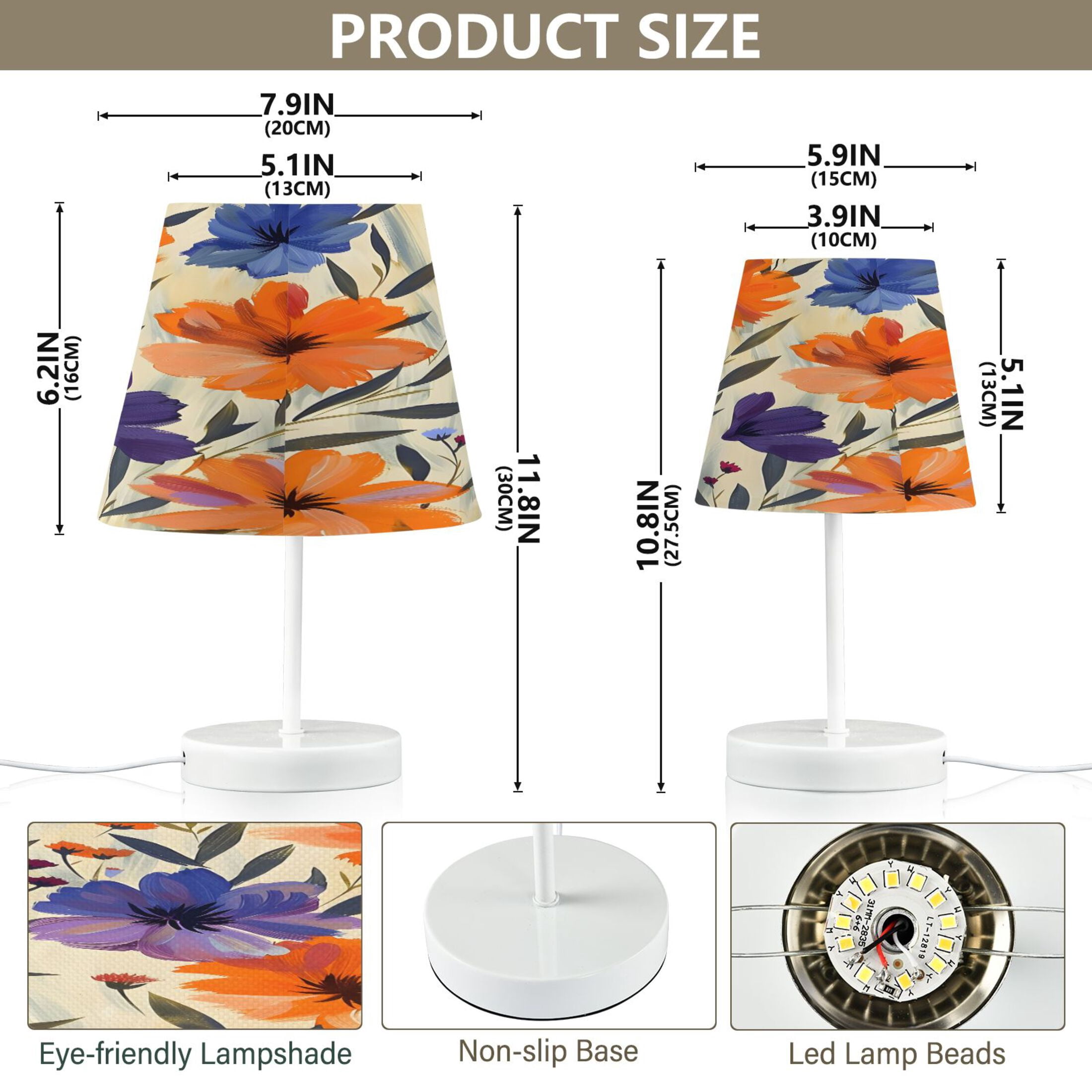 Ryvnso LED Bedside Table Lamp Flowers Oil Painting Bedroom Desk Lamps Nightstand Lampshade M