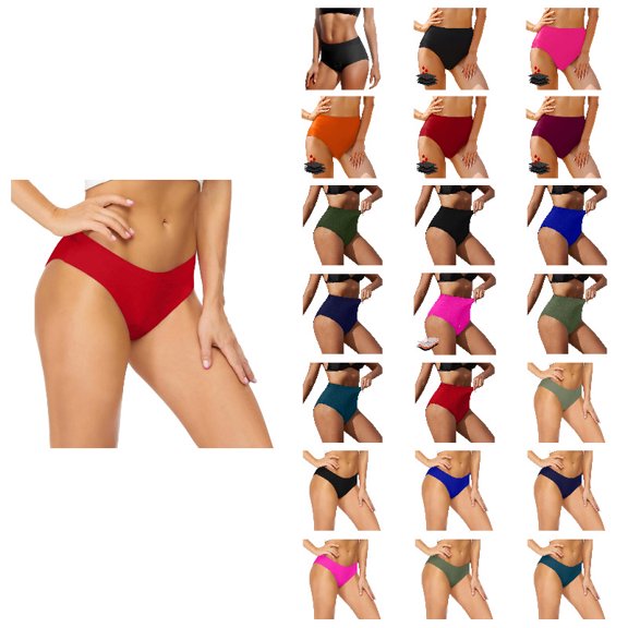 Women's High Waisted Bikini Bottom for Women Red Tummy Control Bathing Suit Swim Bottom