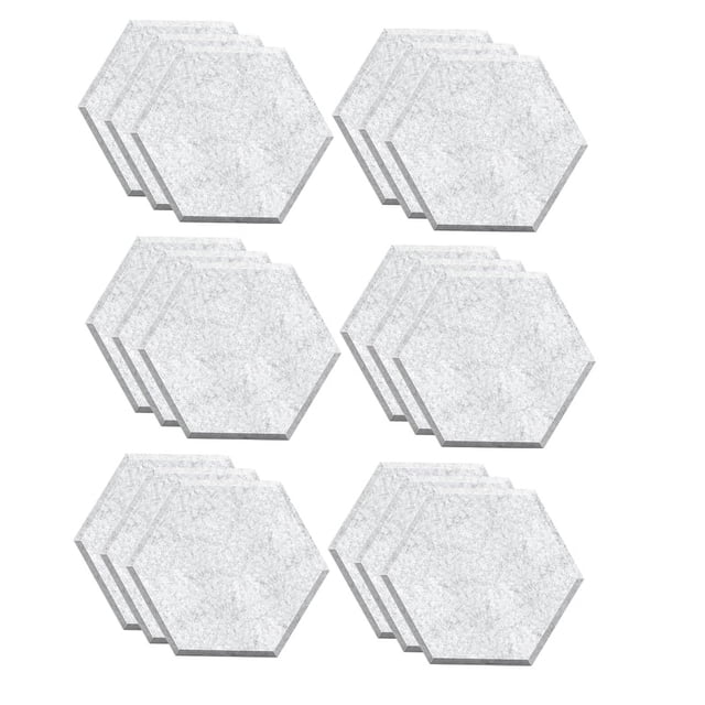 Paquete de 18 paneles acústicos autoadhesivos insonorizantes, paneles acústicos hexagonales de 30,5 x 25,4 x 1 cm, para estudio de grabación, oficina y hogar, color gris plateado.