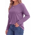 thumbnail image 3 of MOSHU 3 Pack T Shirts for Women Crew Neck Plus Size Women Shirts Long Sleeve Tees Casual Basic Fall Tops, 3 of 9