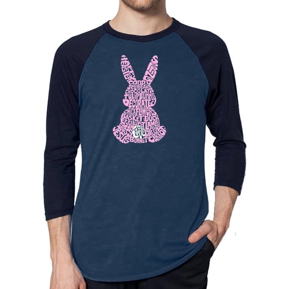 Men's Raglan Baseball Word Art T-shirt - Easter Bunny