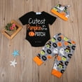 thumbnail image 3 of 3PCS Newborn Baby Boy Girl Clothes set Autumn Pumpkin Halloween Romper+Cartoon Pants+Hat Outfit Set, 3 of 5