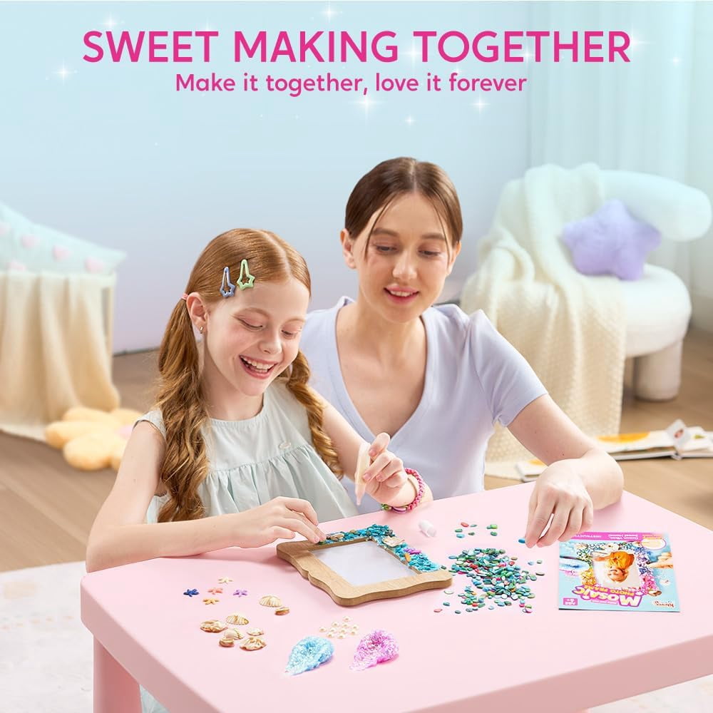 Klever Kits DIY Picture Frames Art Craft Kits for Kids, Make Your Own Mosaic Photo Frame Kit, Creative Gift for Girls Ages 6+