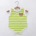 thumbnail image 2 of mgoYE Baby Boy Romper Size 18-24 Months Baby Unisex Bodysuits Bear Pattern Sleeveless Striped Bodysuit Soft Playwear for Girls Boys Slip Clothes Green, 2 of 5