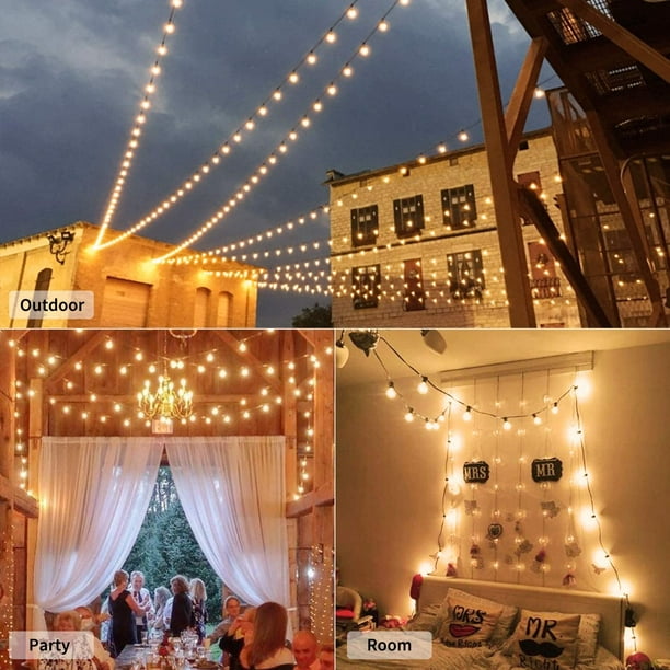Guirlande lumineuse LED G40, 50 pieds, étanche, pour intérieur et extérieur,  jardin, Bar, terrasse, décoration de fête de noël
