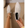 thumbnail image 1 of Women's Black Fashionable Solid Color Oxford Shoes Lace-up Pointed Toe Suede-like Flat, 1 of 4