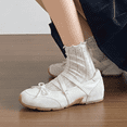 thumbnail image 2 of ELLSIAR Women's Bow Mary Jane Wedge Shoes with Elastic Cross Straps, 2 of 7