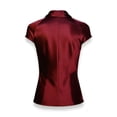 thumbnail image 6 of Htigea Women's Satin Blouse Elegant Cowl Neck Cap Sleeve Tee Dressy Work Office Shirts Solid Color Going Out Tops ZA Wine L, 6 of 7