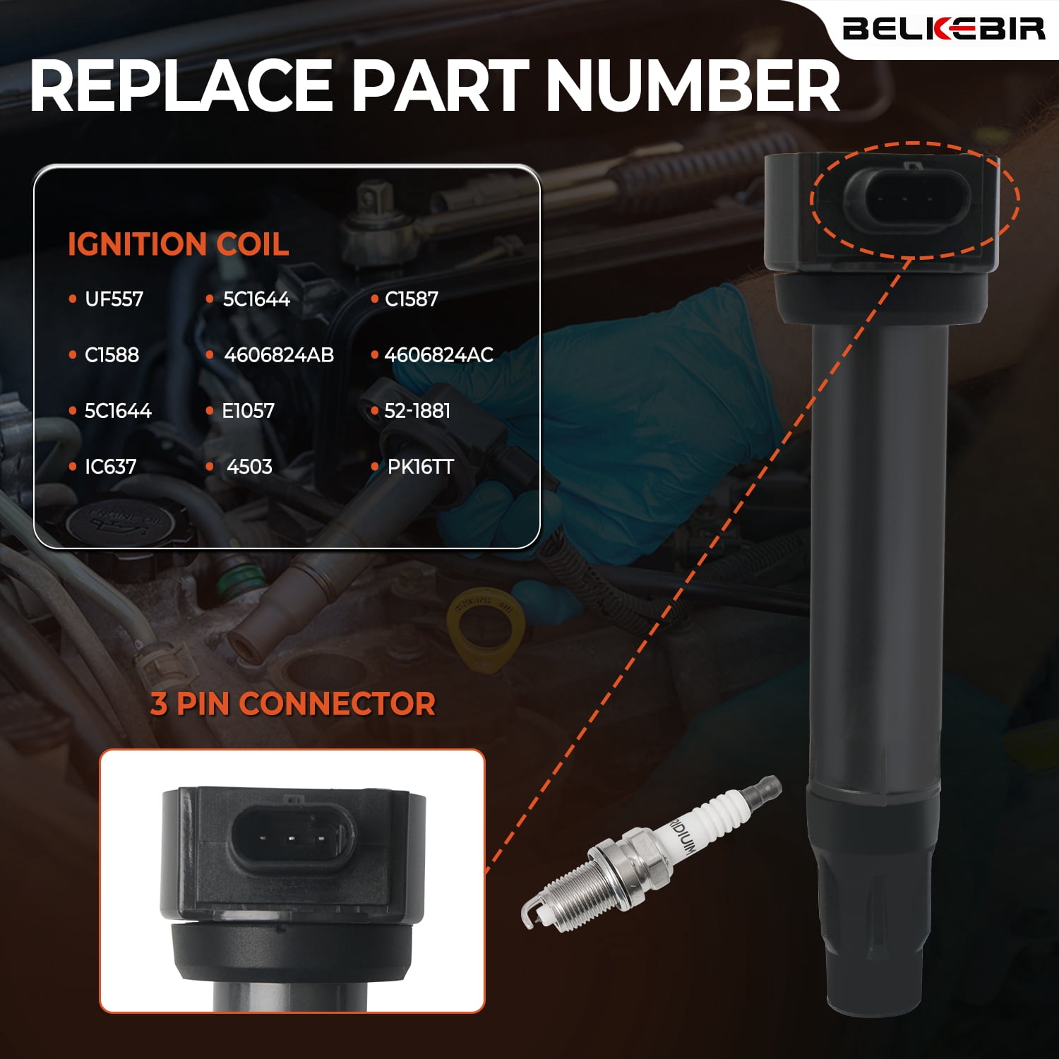 4PCS Ignition Coil Packs & Iridium Spark Plugs Compatible with 2007-2017 Jeep Compass Patriot 2.0L 2.4L, Chrysler 200 Sebring 2.4L, Dodge Avenger Journey Caliber 1.8L 2.0L 2.4L Replace UF557 C1587