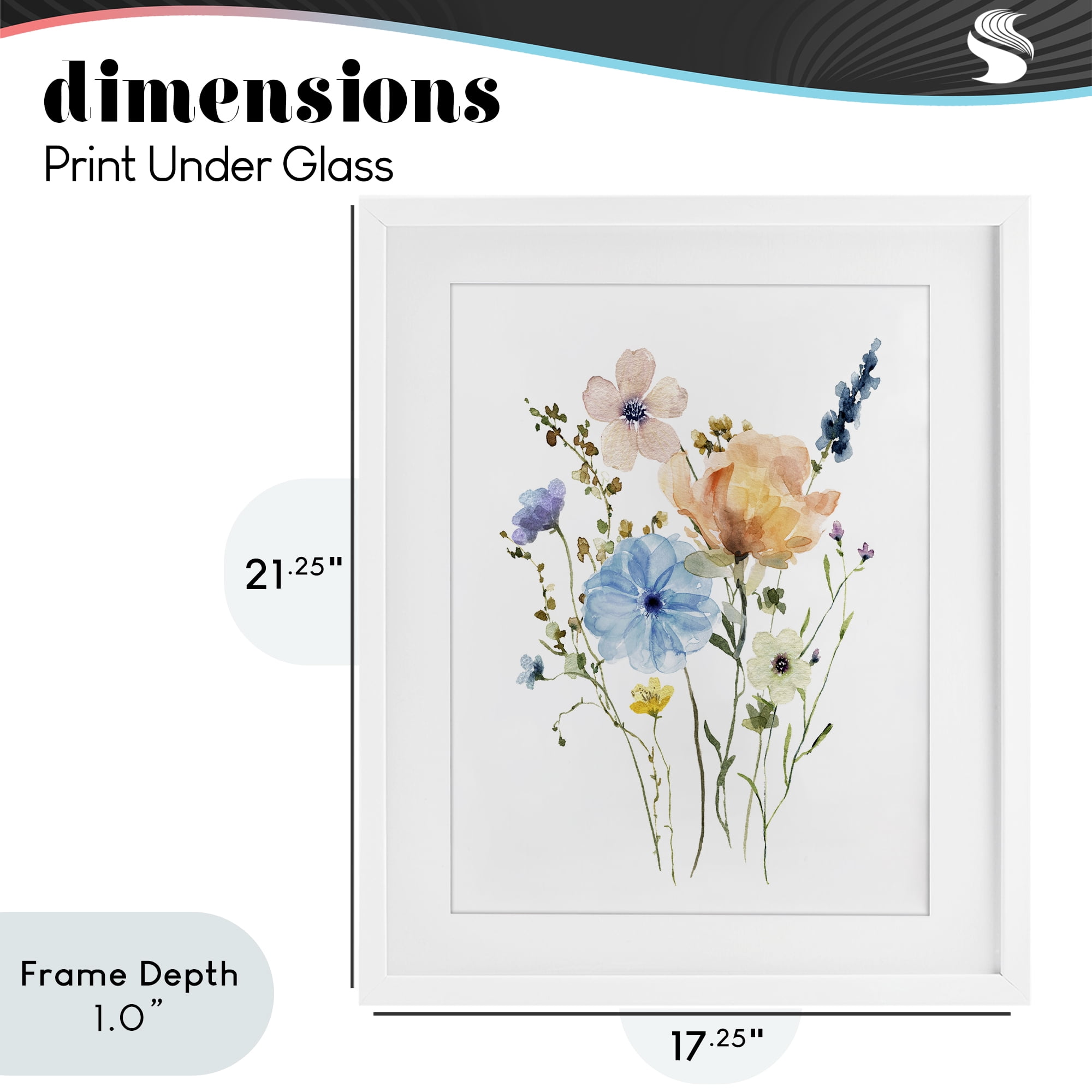 Stupell Industries Wildflower Sprig Bundle White Framed Print Under Glass, design by Livi Finn