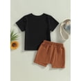 thumbnail image 4 of Bagilaanoe 2pcs Toddler Baby Boy Short Pants Set Letter Print Short Sleeve T-Shirts Tops + Shorts 6M 12M 18M 24M 3T Kids Casual Summer Outfits, 4 of 8