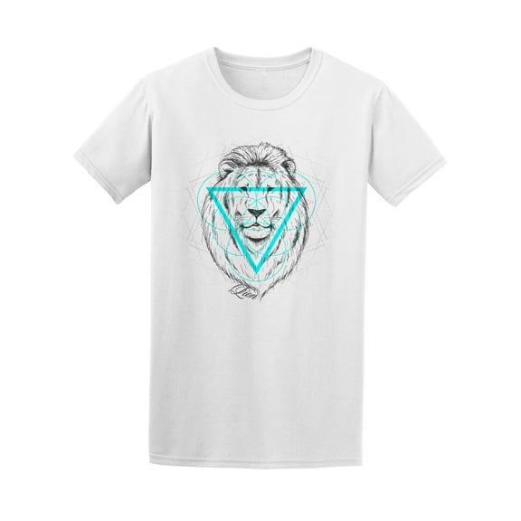 Lion Head Hipster Triangles T-Shirt Men -Image by Shutterstock, Male 3X-Large