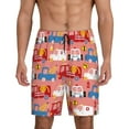 thumbnail image 2 of Daiia Cartoon with Traffic Elements Mens Woven Stretch Pajama Short,Short Pajama Pants-Medium, 2 of 9