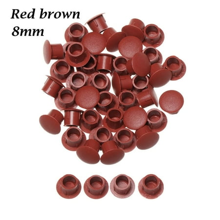 

50Pcs Practical Hardware Drill Hole Plug Hole Ornament Screw Decor Dust Plug Stopper Protective Cap Furniture Hole Covers 8MM-RED BROWN