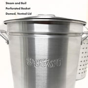 Bayou Classic Aluminum Stockpot 4060 - Perforated Basket, Domed Lid - 60 Qt, Silver