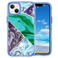 thumbnail image 3 of Allytech Marble Case for Apple iPhone 15 5G 6.1 inch, Hybrid Hard PC Soft TPU Rubber Three Layer Rugged Heavy Duty Shockproof Drop Protection Women Girl Cover for iPhone 15, Green Purple Marble, 3 of 7
